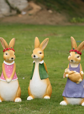 迎宾卡通动物兔子庭院花园装饰户外学校布置造景创意工艺雕塑摆件