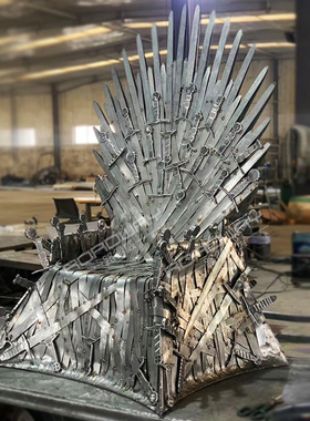 复古工业风KTV酒吧店面金属装饰权力的游戏 铁王座椅创意落地摆件