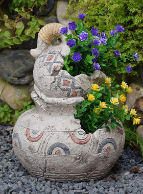 花园装饰庭院创意造型复古花盆怀旧景观布置园艺杂货多肉花缸摆件