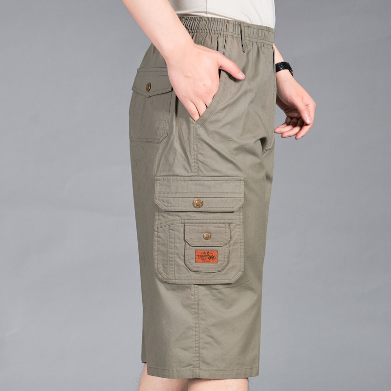 中老年男七分裤父亲薄款休闲短裤松紧纯棉宽松中裤爸爸沙滩7分裤,淘宝优惠券,粉丝福利购,淘宝优惠卷