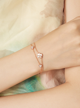 纯银双层四叶草手链女轻奢小众