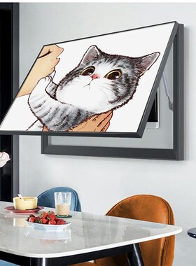 猫咪电表箱装饰画遮挡配电箱电闸盒空箱多媒体挂画关壁画