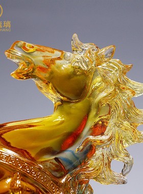 生肖马琉璃工艺品马到成功客厅招财水晶装饰品送领导创意礼品