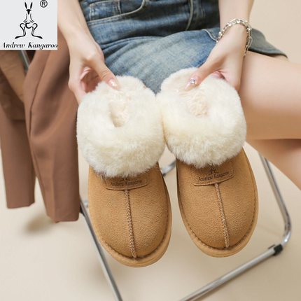 Andrew Kangaroo正品安德鲁袋鼠两穿厚底毛毛雪地靴明星代言FT