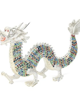 珐琅彩满钻青龙工艺品家居办公室商务装饰年礼品乔迁生肖龙摆件