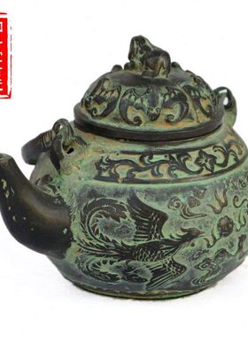 特色工艺装饰礼品办公家居用品精致纯铜水壶摆件仿古件大号茶壶