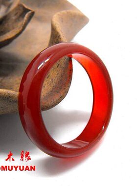 红玛瑙玉髓戒指红本命年细玉食指环戒指环红色女士戒指饰品礼品