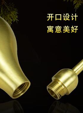 黄铜天医葫芦摆件开口空心带叶八卦吉祥客厅玄关桌卧室装饰工艺礼