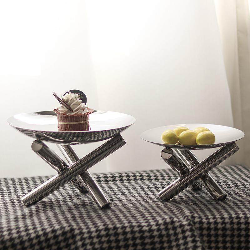 创意金属三叉支架高脚水果盘果盆装饰品样板间餐桌托盘收纳盘摆件,淘宝优惠券,粉丝福利购,淘宝优惠卷