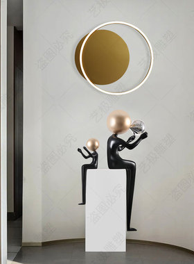 大型玻璃钢人物摆件酒店售楼处创意软装雕塑样板房室内摆设艺术品