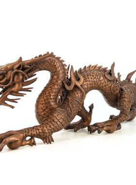 紫铜蛟龙客厅玄关办公室生肖装饰工艺品业送礼