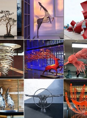 金属网锈钢铁艺大象金鱼鸟鹿鲸鱼飘带宝塔艺术装置雕塑厂家