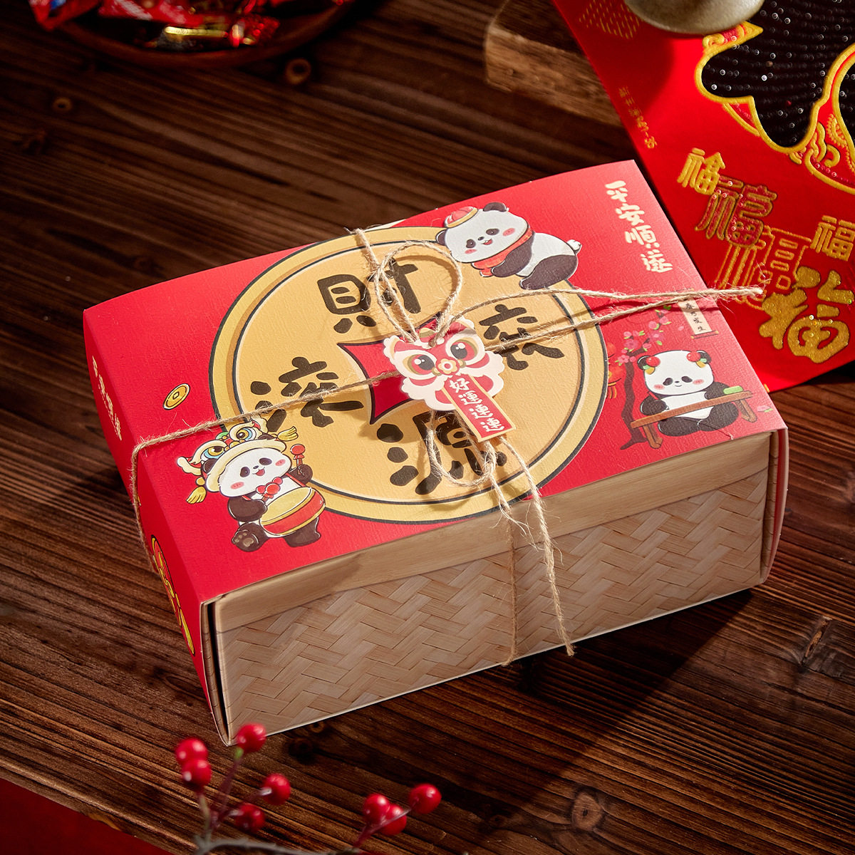 新款2026仿竹编坚果年货包装盒高档中国风糕点糖果雪花酥礼品盒,淘宝优惠券,粉丝福利购,淘宝优惠卷