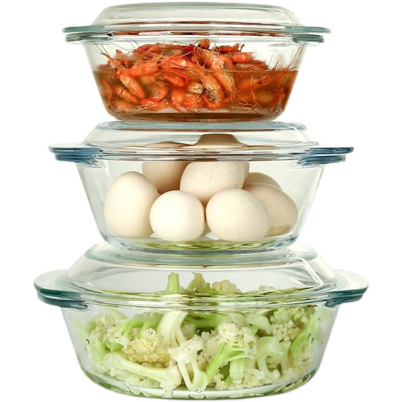 沙拉碗盆水晶煲汤锅玻璃碗蔬菜饭碗加厚带盖耐热装微波炉烤箱,淘宝优惠券,粉丝福利购,淘宝优惠卷