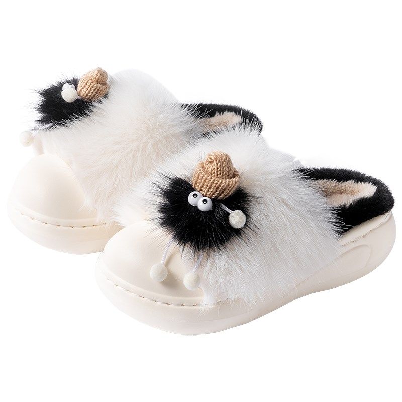 煤球棉拖鞋女冬季2024新款包跟厚底保暖室内家居毛绒踩屎感月子鞋,淘宝优惠券,粉丝福利购,淘宝优惠卷