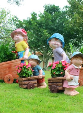 花园摆件卡通g人物雕塑户外园林造景摆设盆栽花缸花盆庭院装饰小