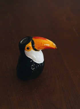 手绘小花瓶出口欧式彩绘釉下彩陶瓷动物小罐子笔筒家居可爱小摆件