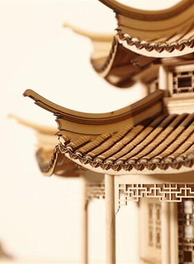 中式禅意传统古建筑模型八角亭子木质工艺品售楼部样板间博古架