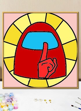 太空狼人杀数字油画diy填色画手工定G制简约手绘涂色涂鸦画油彩画