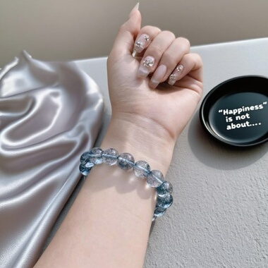 喜饰冰种蓝冰透海蓝宝蓝幽灵托帕石白水晶手链女款简约百搭手串