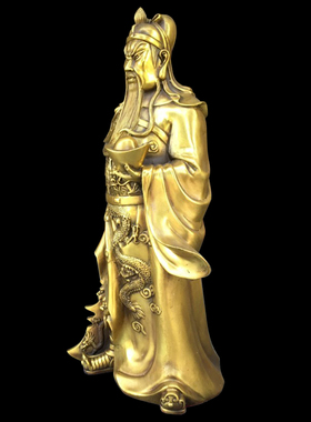 纯铜关公招财摆件武财神中式风格客厅办公室装饰品