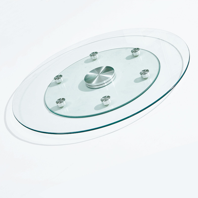 Auxiliary wheel tempered glass turntable dining table rotating large round table round table quality base household square table rotating core bearing