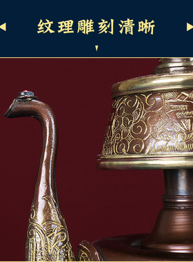 紫铜贲巴壶尼泊尔铜制手工雕花净水壶文巴壶供瓶家居桌面工艺摆饰