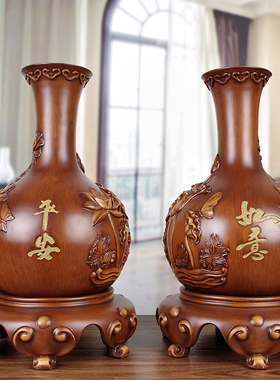 大展宏图花瓶摆件客厅一对 博古架客厅中式乔迁别墅装饰工艺品