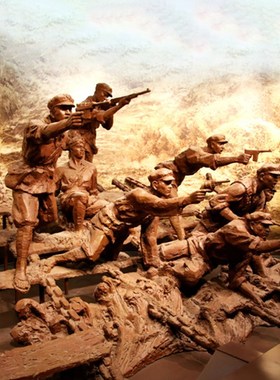 渡江战役情景人物纪念馆铸铜玻璃钢景区大型室内展览雕塑艺术定制