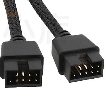 主板USB2.09针转双9针一分二9PIN转双9USB屏蔽线编网黑色注塑 - 图1