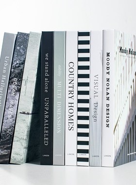 熙思黑白灰装饰仿真书样板间售楼处客厅书房拍照道具书本摆件