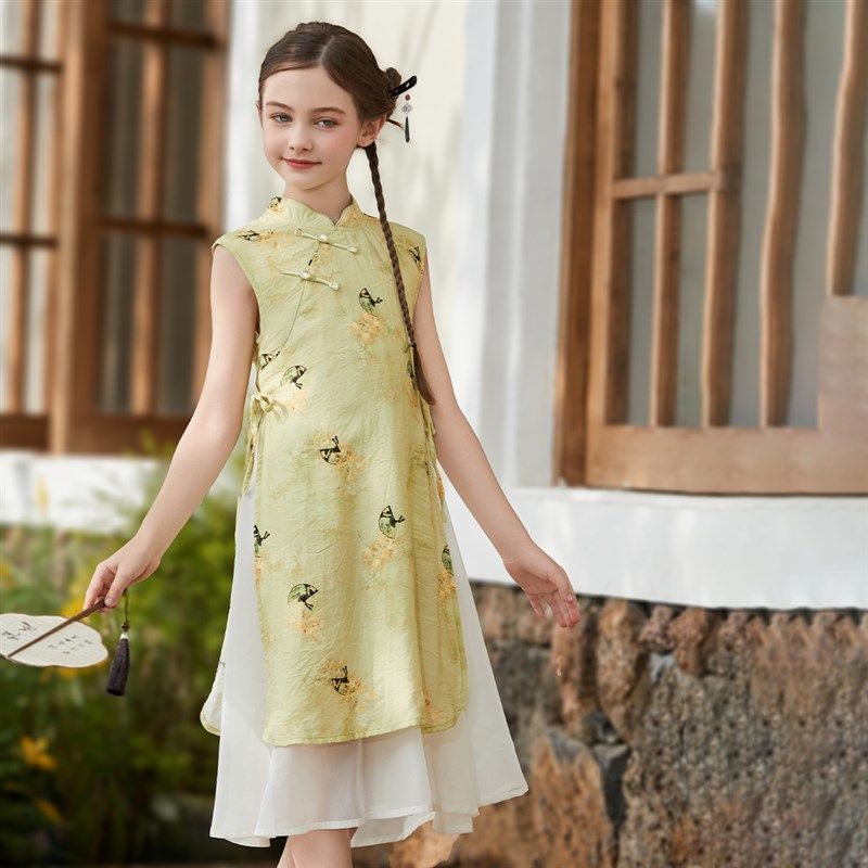汉服女童夏装2024新款旗袍儿童夏季唐装新中式国风连衣裙,淘宝优惠券,粉丝福利购,淘宝优惠卷