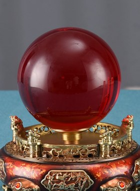 招财转运红色水晶球摆件办公室桌面客厅玄关装饰品乔迁开业礼品