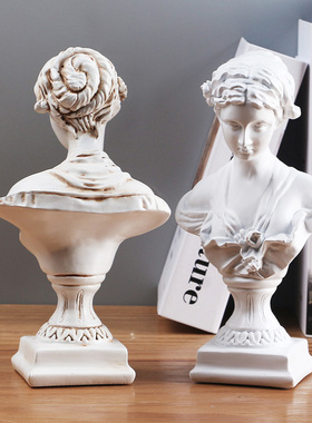 复古维纳斯雕塑摆件欧式做旧人物雕像工艺品石膏人像书柜小摆设