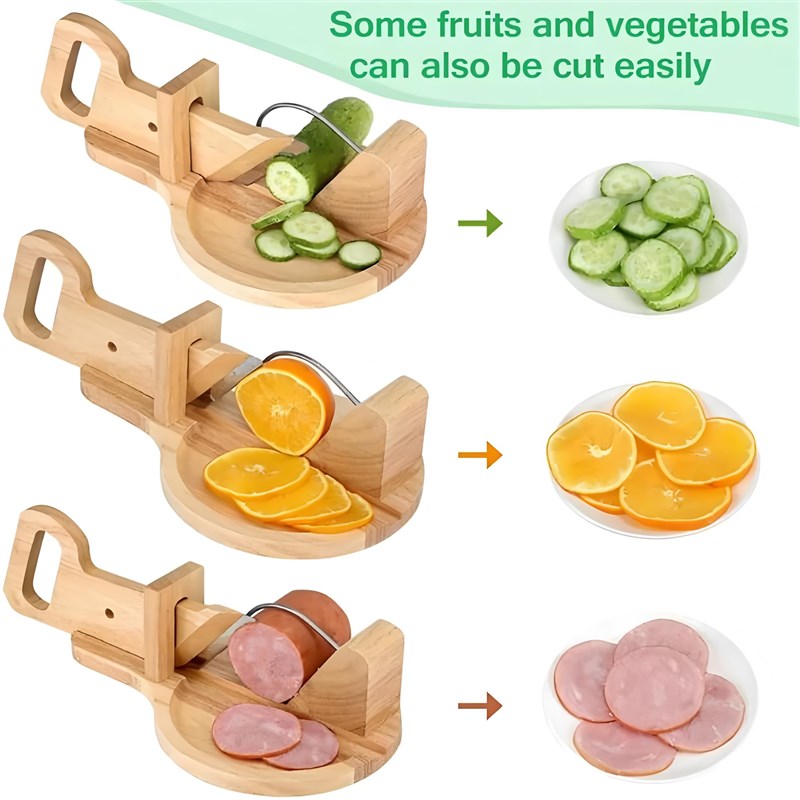 Whoosh fast! Thickened multifunctional wooden sausage root vegetable slicer cucumber ham slicing tool