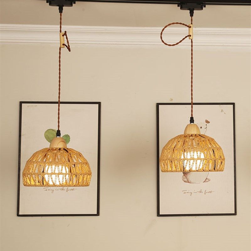 日式藤艺吊线可移动轨道灯复古民宿餐厅灯补光商店吧台橱窗导轨灯,淘宝优惠券,粉丝福利购,淘宝优惠卷