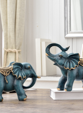 欧式家居客厅装饰品创意大象摆件招财玄关电视柜办公室桌面新中式
