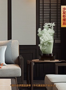 平安富贵牡丹花瓶摆件客厅入户玄关酒柜轻奢装饰品搬新家乔迁礼物