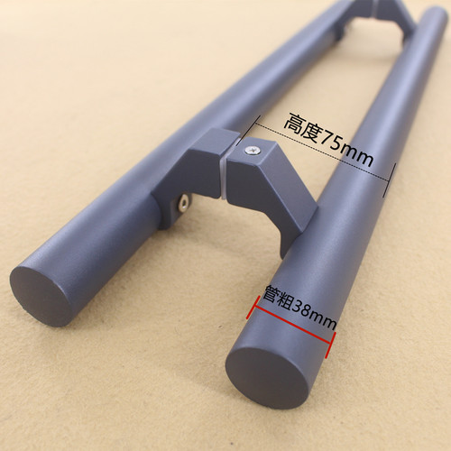 加厚圆管玻璃门大拉手无指纹斜脚马蹄脚亚黑推拉门木门把手 - 图3