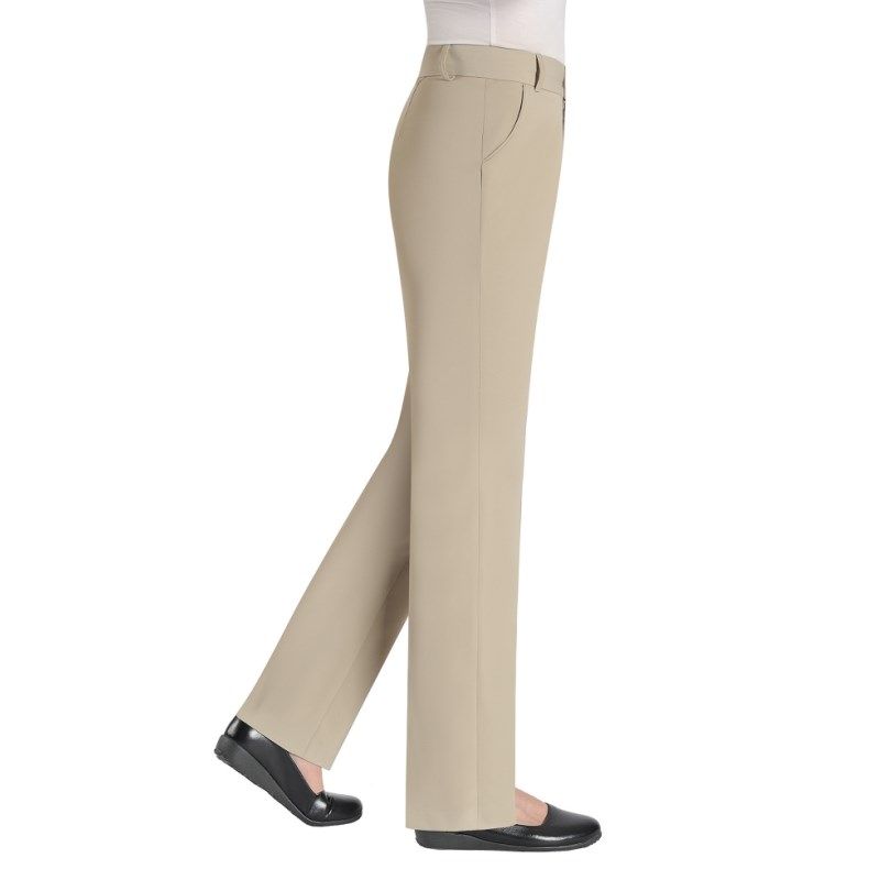 夏季新款米色中老年女装高腰直筒妈妈裤宽松大码女裤中年女西装裤,淘宝优惠券,粉丝福利购,淘宝优惠卷