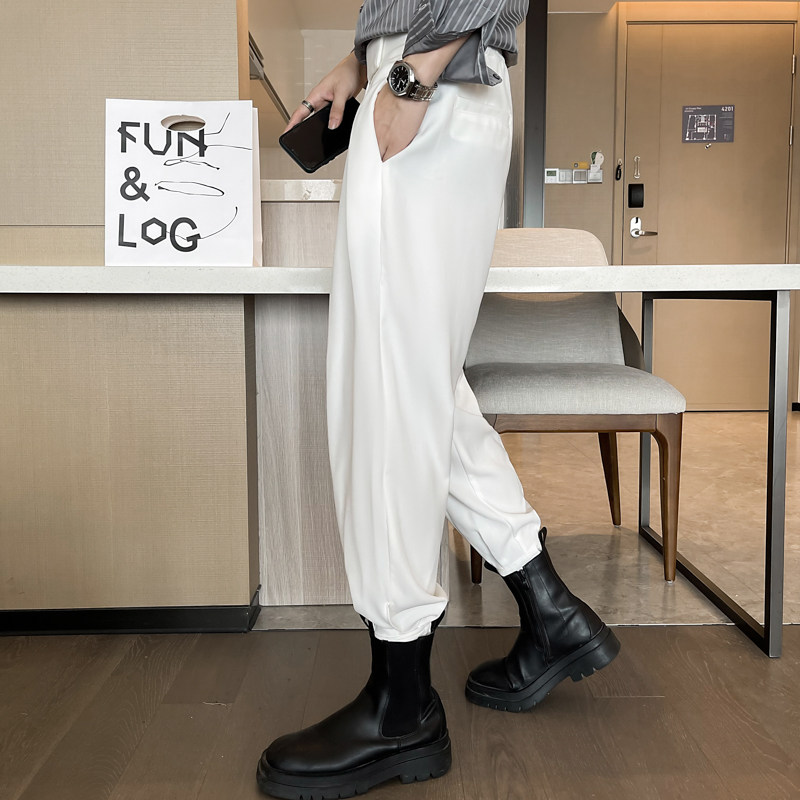 秋冬暗黑束脚裤搭配马丁靴的裤子男哈伦裤韩版魔术贴工装裤长裤潮,淘宝优惠券,粉丝福利购,淘宝优惠卷