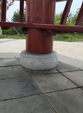 圆形石雕柱基石石墩子仿古柱墩石柱顶石石鼓底座柱础石青石柱墩