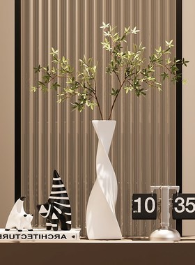 现代轻奢玄关柜绿植小众摆件高级感家居客厅电视柜隔断柜软装饰品