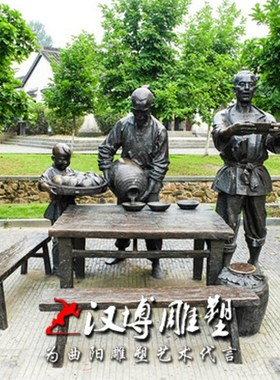 玻璃钢古代人物酿酒工人雕塑酒桶雕塑园林广场步行街景观雕塑定制