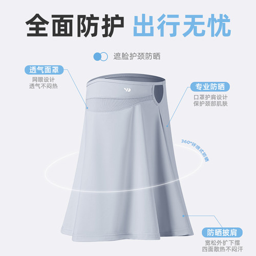 德芬妲防晒面罩披肩女夏季遮阳全脸防紫外线户外骑行护颈一体口罩 - 图3