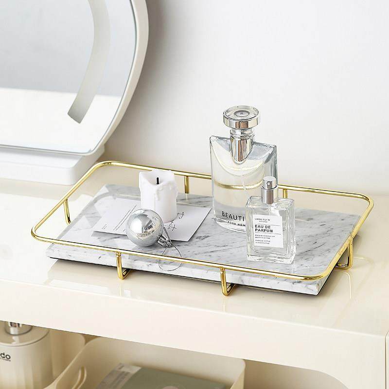 天然大理石长方形托盘化妆品置物架卫生间玄关收纳架香薰香水收纳,淘宝优惠券,粉丝福利购,淘宝优惠卷