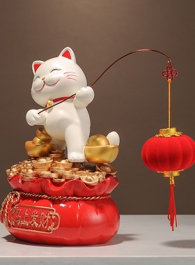 招财猫聚宝盆摆件新中式乔迁店铺开业礼物客厅前台装饰摆设礼品