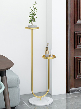 北欧铁艺花架子室内客厅电视柜旁落地式摆件轻奢大理石多层置物架