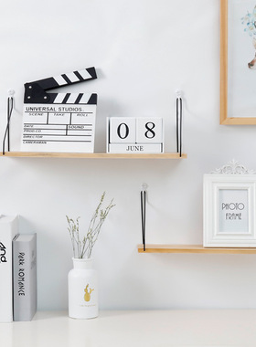 创意墙上置物架铁艺壁挂房间装饰收纳架收纳免打孔一字隔板置物架