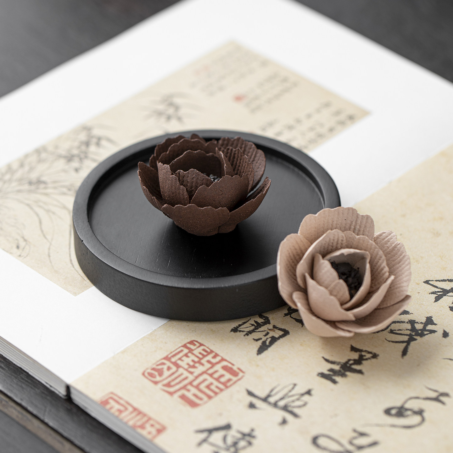 景德镇非遗手捏陶瓷花中式禅意线香香插托盘粗陶摆件莲花形小香炉,淘宝优惠券,粉丝福利购,淘宝优惠卷